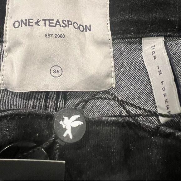 One Teaspoon Freebirds Low Waist Stretch Skinny Denim Jeans - Black sz 36 NWT - Picture 5 of 16
